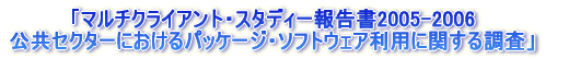 「マルチクライアント・スタディー報告書2005-2006 公共セクターにおけるパッケージ・ソフトウェア利用に関する調査」
